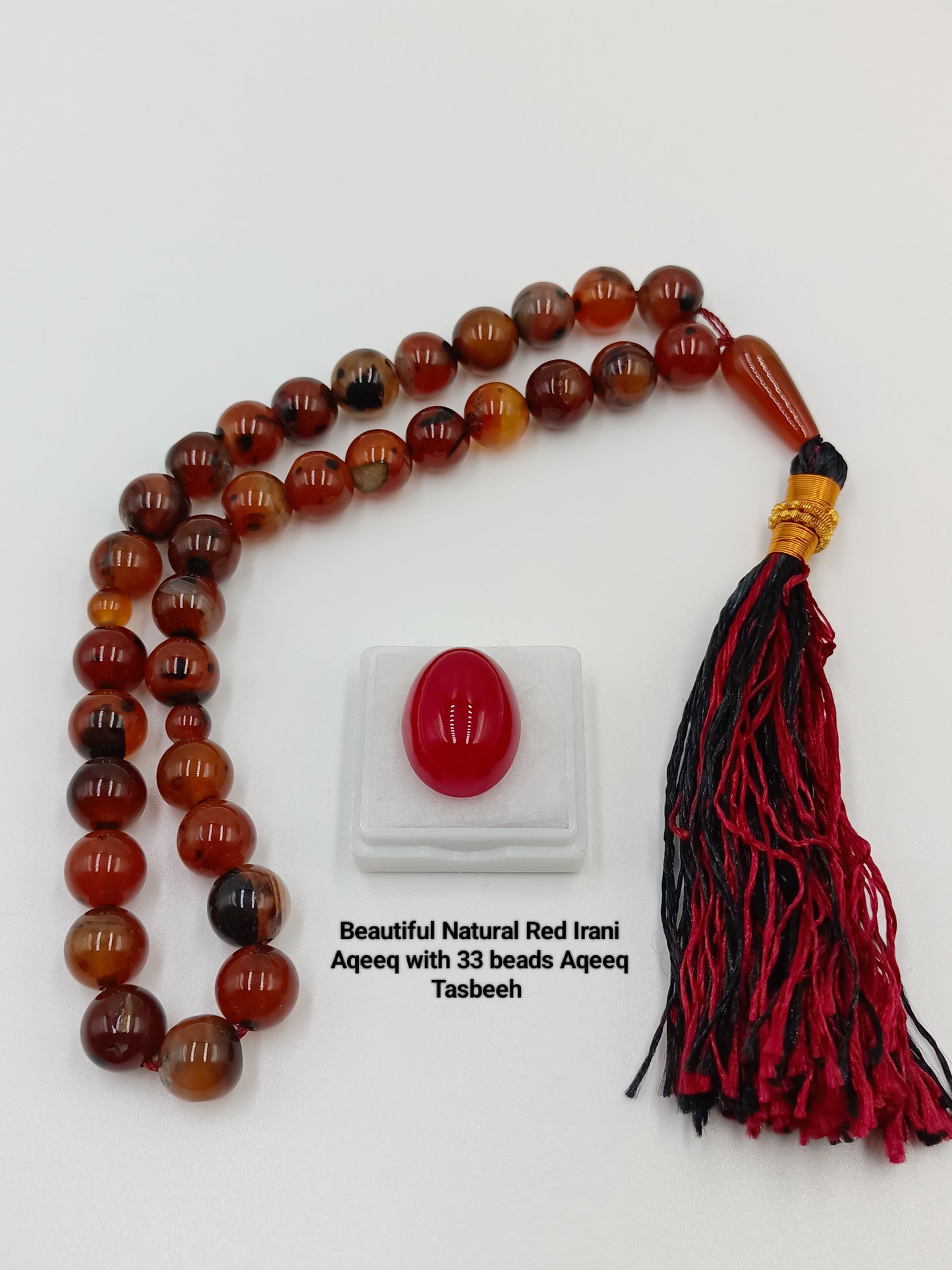 Beautiful Natural Red Yamni Aqeeq 33 beads Tasbih 10 mm