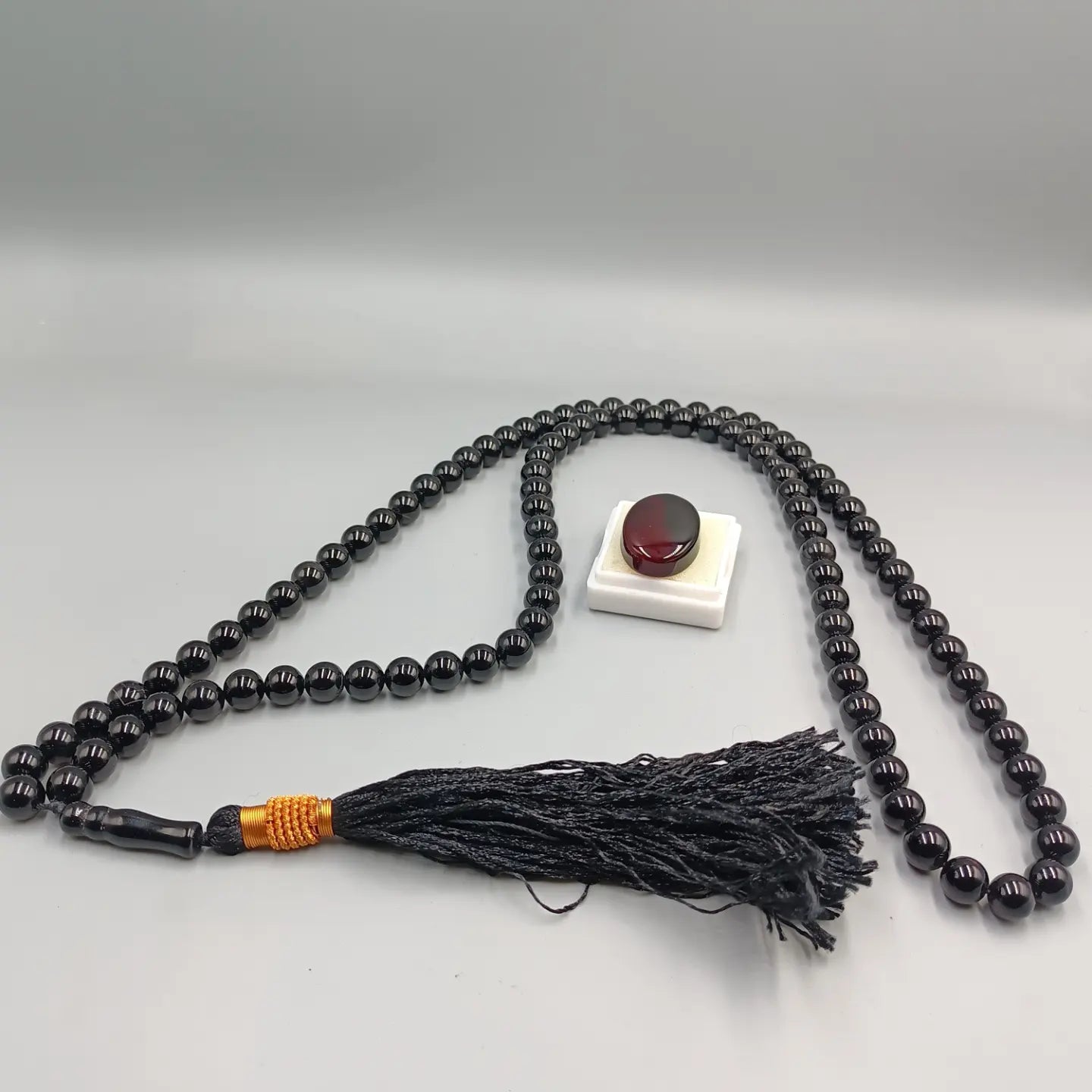 Original Black Irani Aqeeq Tasbih 100 Beads 8 mm with Black Irani Aqeeq Stone