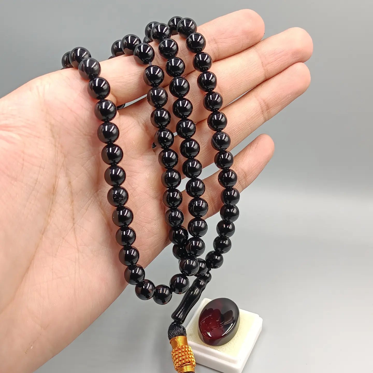 Original Black Irani Aqeeq Tasbih 100 Beads 8 mm with Black Irani Aqeeq Stone