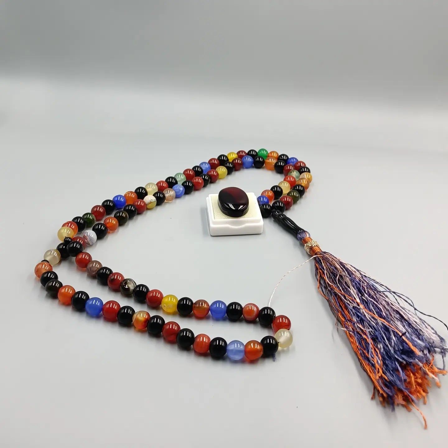 Beautiful Multicolour Original Aqeeq stone Tasbih 100 Beads 8mm with Irani Aqeeq stone Ummul Baneen Tasbih