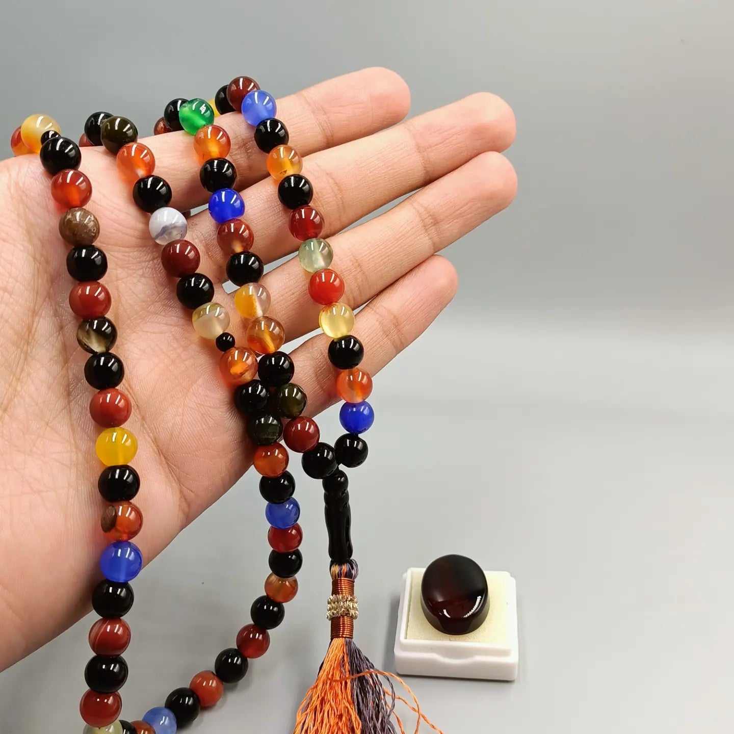 Beautiful Multicolour Original Aqeeq stone Tasbih 100 Beads 8mm with Irani Aqeeq stone Ummul Baneen Tasbih