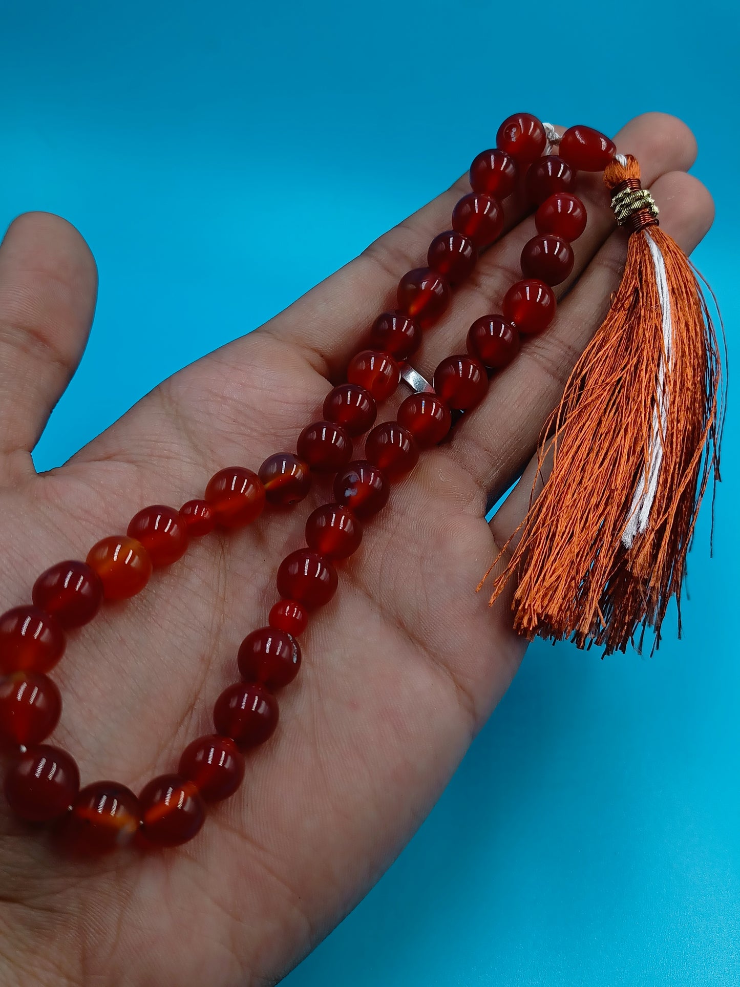 Beautiful Natural Irani Red Aqeeq Tasbih 33 Beads 10mm with Irani Aqeeq Stone