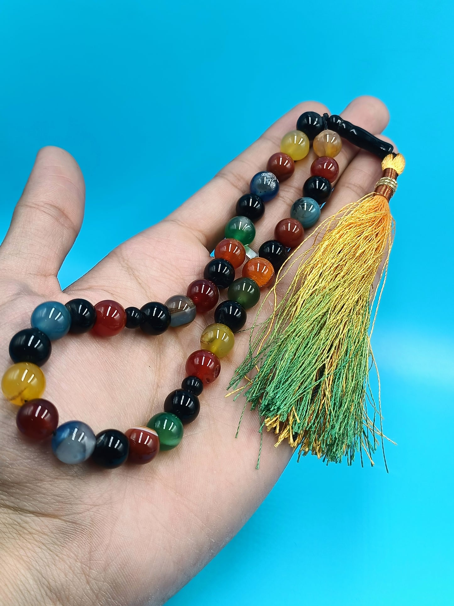 Beautiful Natural Irani Multi colour Aqeeq 33 beads Tasbih 10 mm