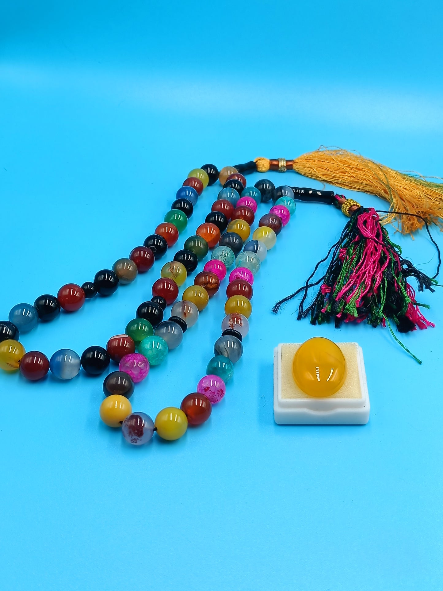 Beautiful Natural Irani Multi colour Aqeeq 33 beads Tasbih 10 mm