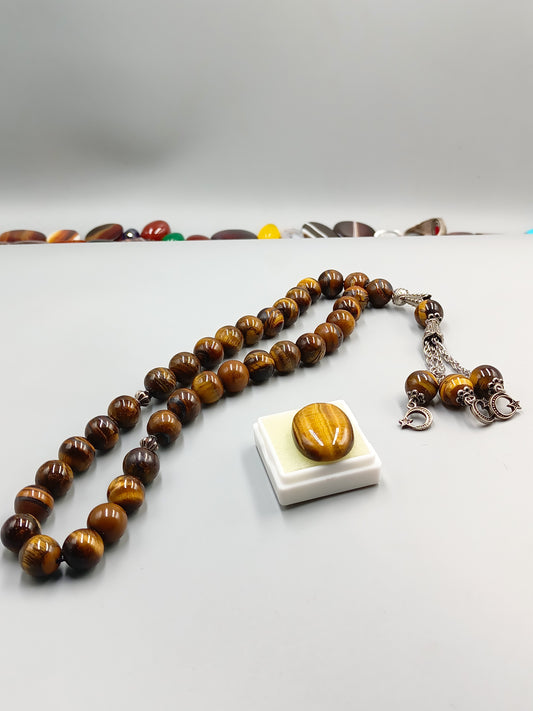 Beautiful Natural Tiger Eye Stone Tasbih 33 Beads 10mm with tiger stone