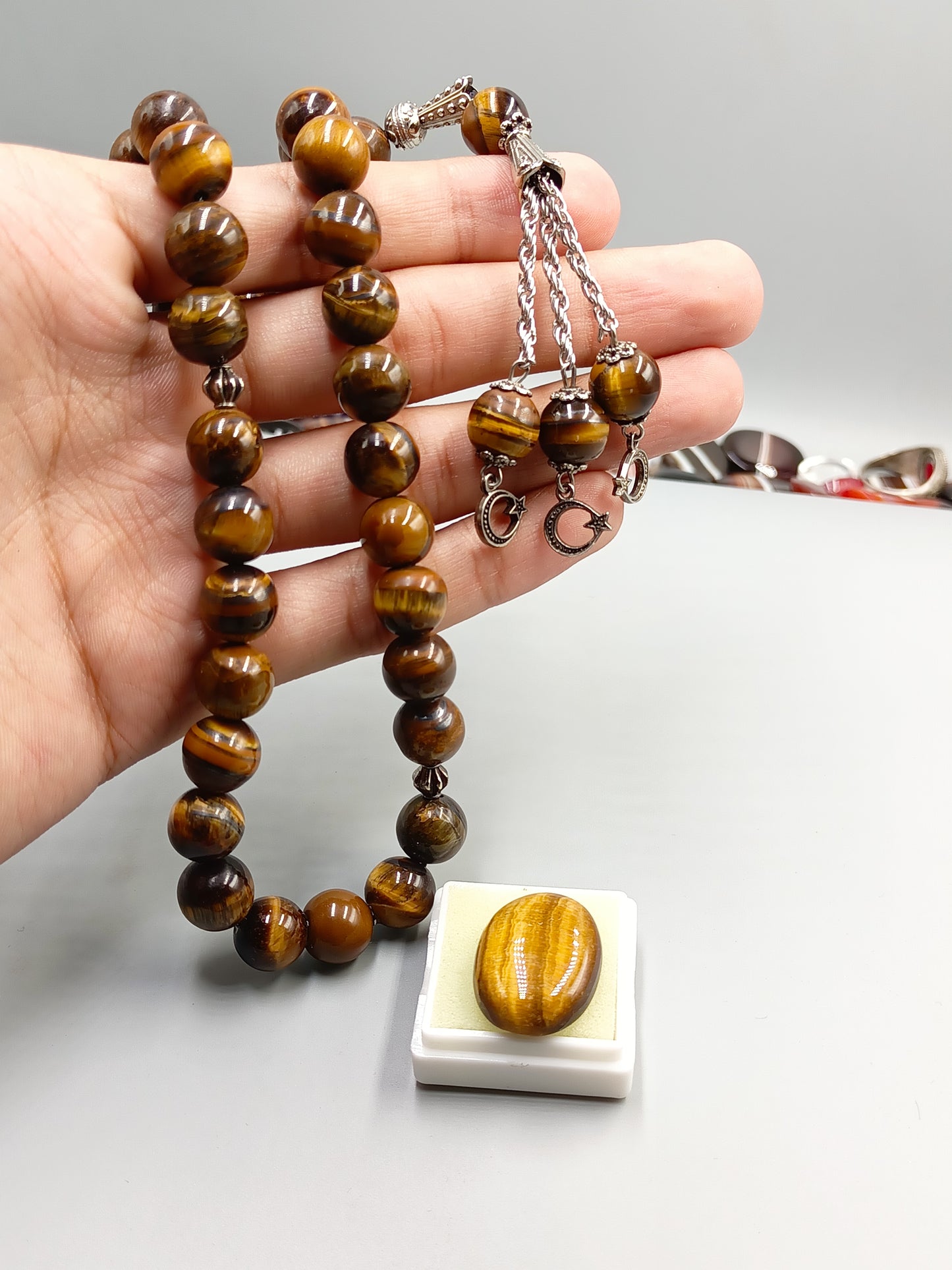 Beautiful Natural Tiger Eye Stone Tasbih 33 Beads 10mm with tiger stone