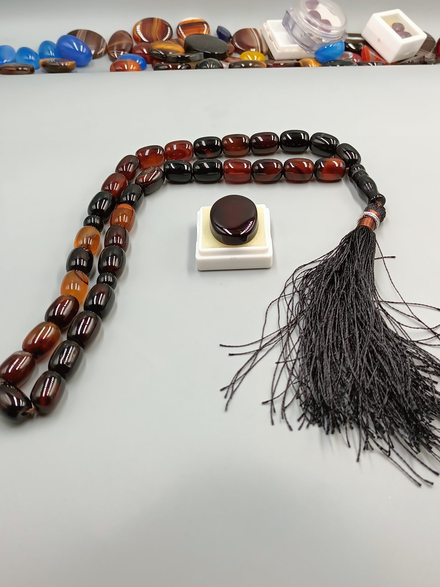 Beautiful Original Yamni Aqeeq Stone Tasbih 33 Beads 10×14 size with Irani Aqeeq Stone