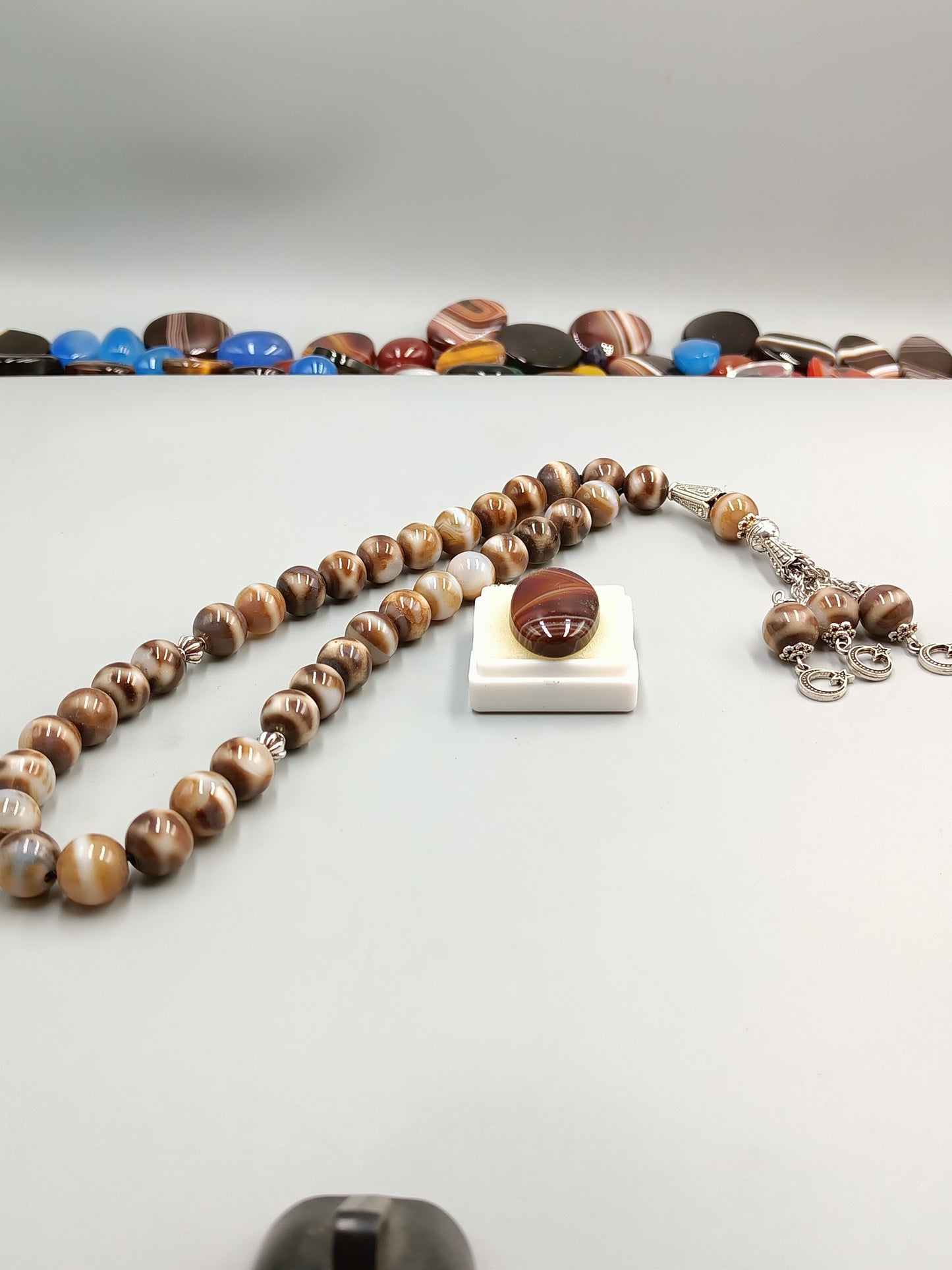 Beautiful Unique Aqeeq Stone Tasbih 33 Beads 10mm With Irani Aqeeq stone A+ Quality and Unique Aqeeq