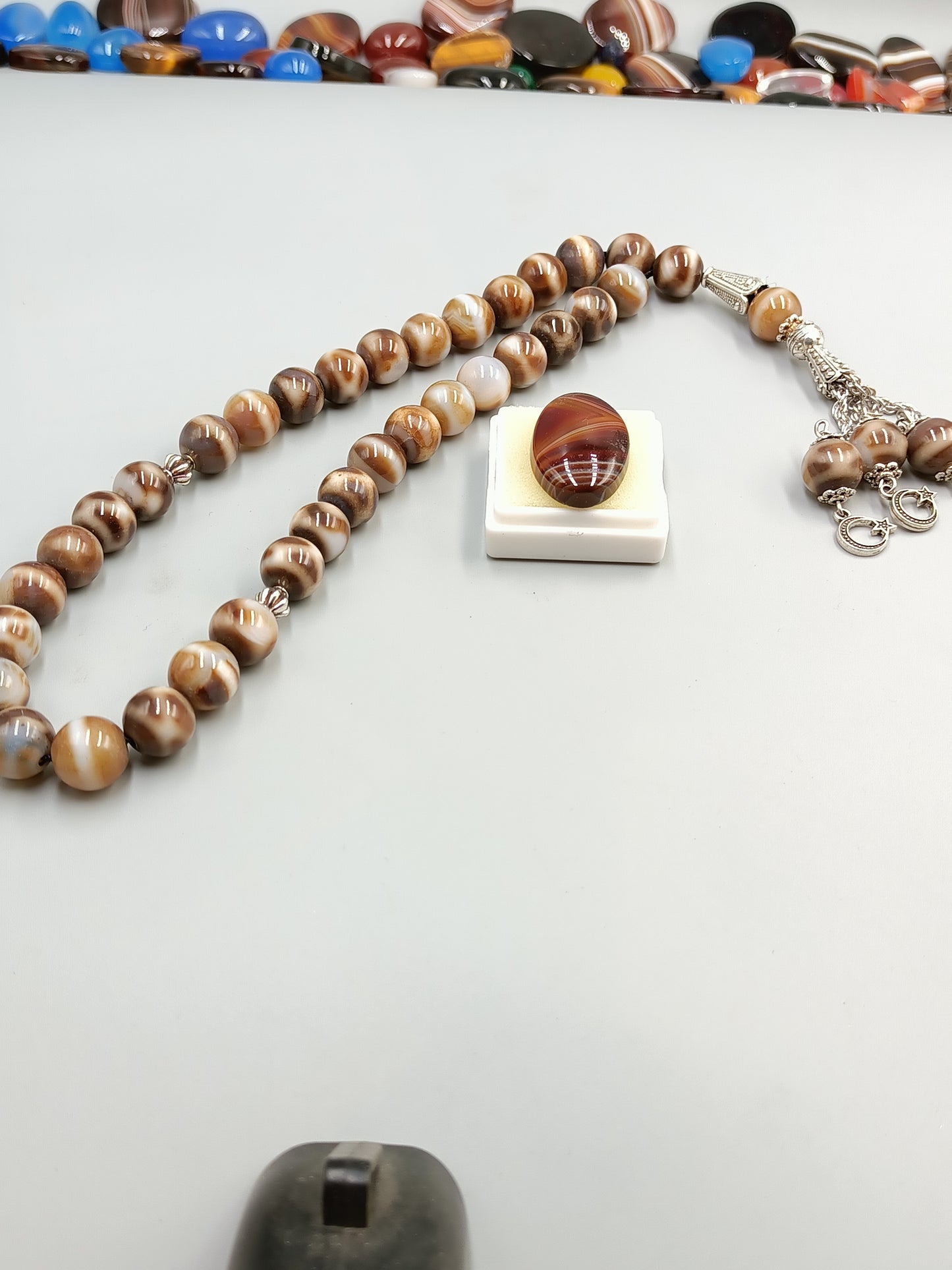 Beautiful Unique Aqeeq Stone Tasbih 33 Beads 10mm With Irani Aqeeq stone A+ Quality and Unique Aqeeq