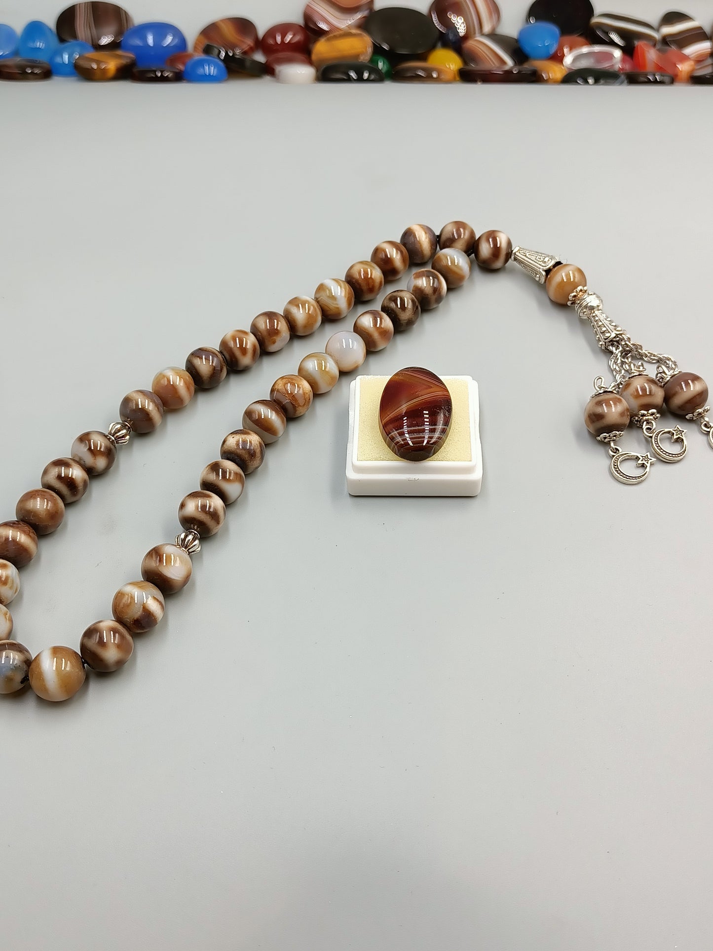 Beautiful Unique Aqeeq Stone Tasbih 33 Beads 10mm With Irani Aqeeq stone A+ Quality and Unique Aqeeq