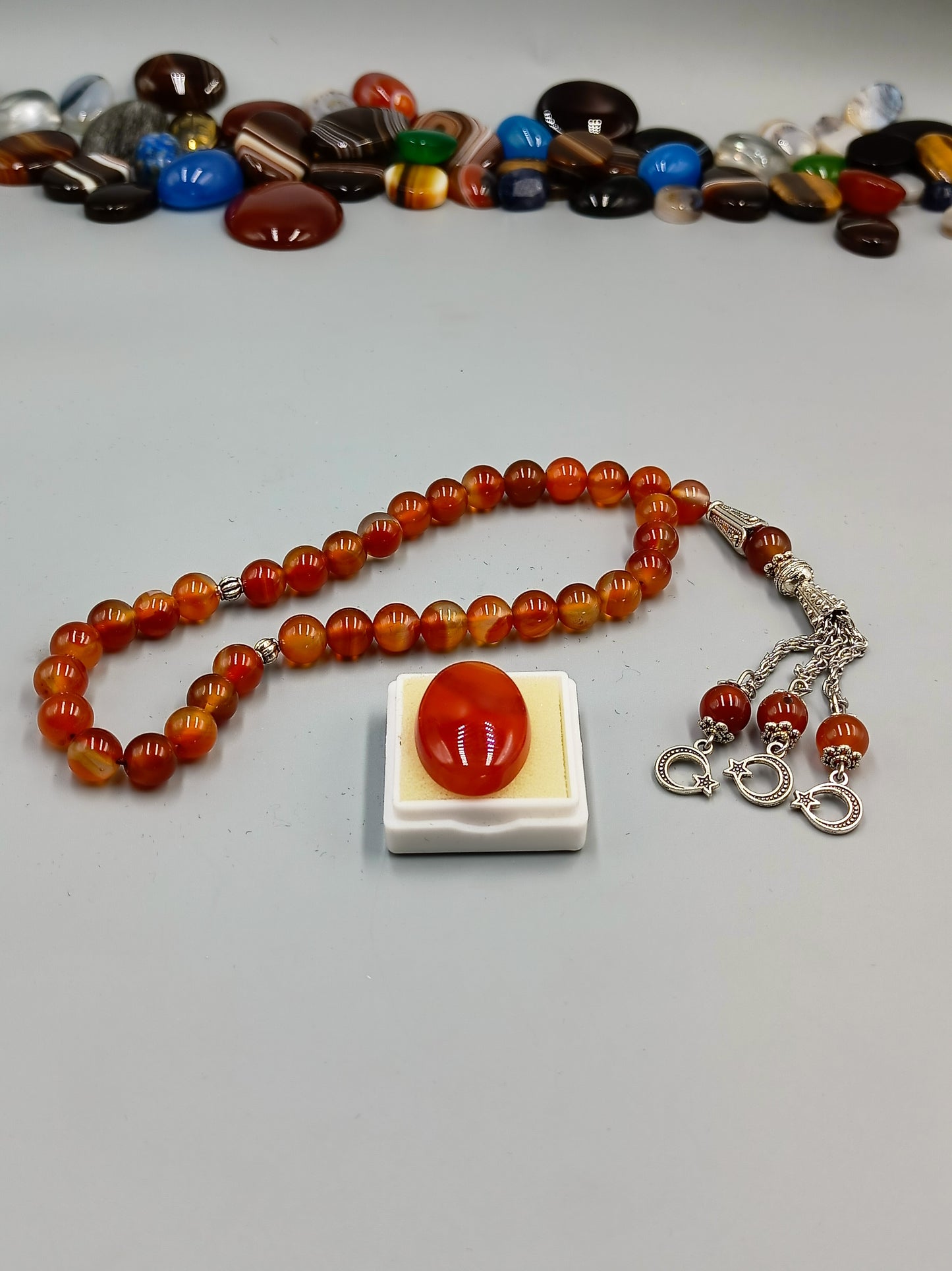 Beautiful Red Yamni Aqeeq Tasbih 33 Beads 8mm with Red Irani Aqeeq stone