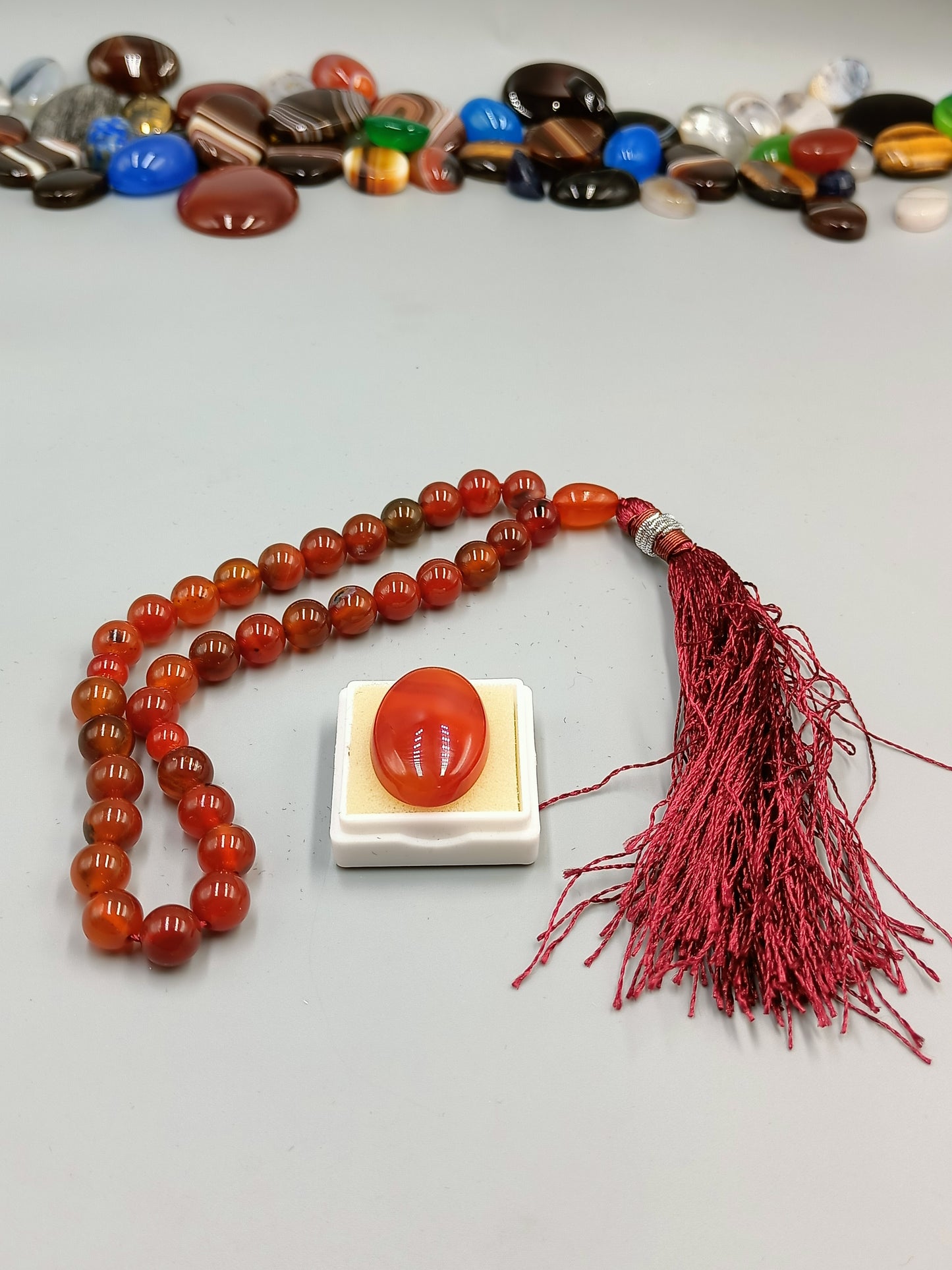 Beautiful Original Red Aqeeq Tasbih 33 Beads 8mm size with Irani Red Aqeeq stone