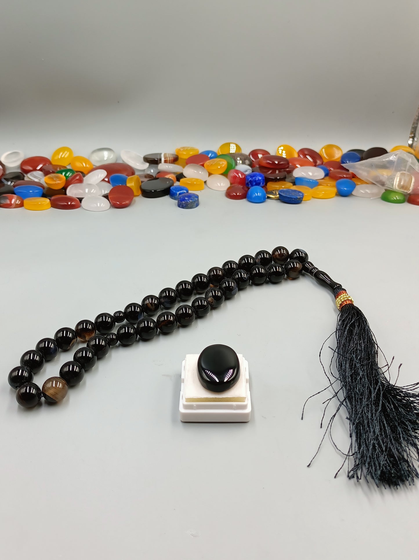 Beautiful Natural Irani Black Aqeeq Agate Stone 33 beads Tasbih 10 mm