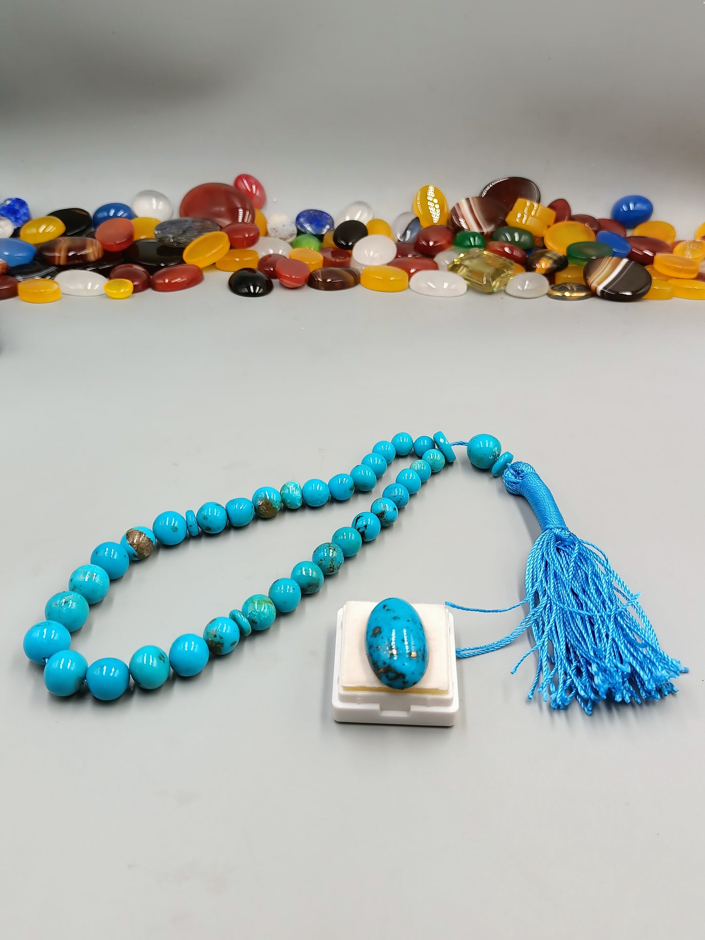 Beautiful Natural And Original Irani feroza (turquoise) Stone Tasbih 33 Beads 7mm Size with Irani Feroza Stone