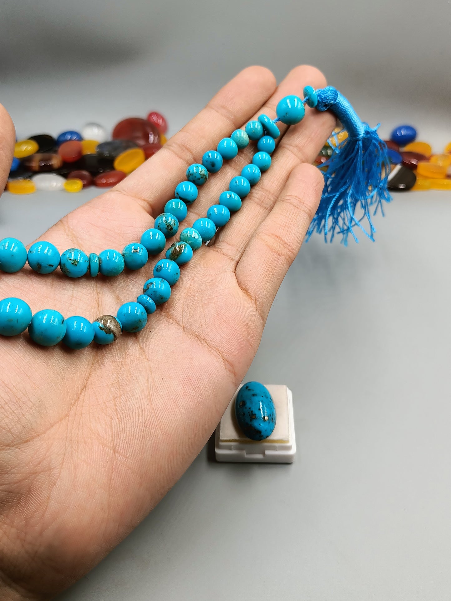 Beautiful Natural And Original Irani feroza (turquoise) Stone Tasbih 33 Beads 7mm Size with Irani Feroza Stone