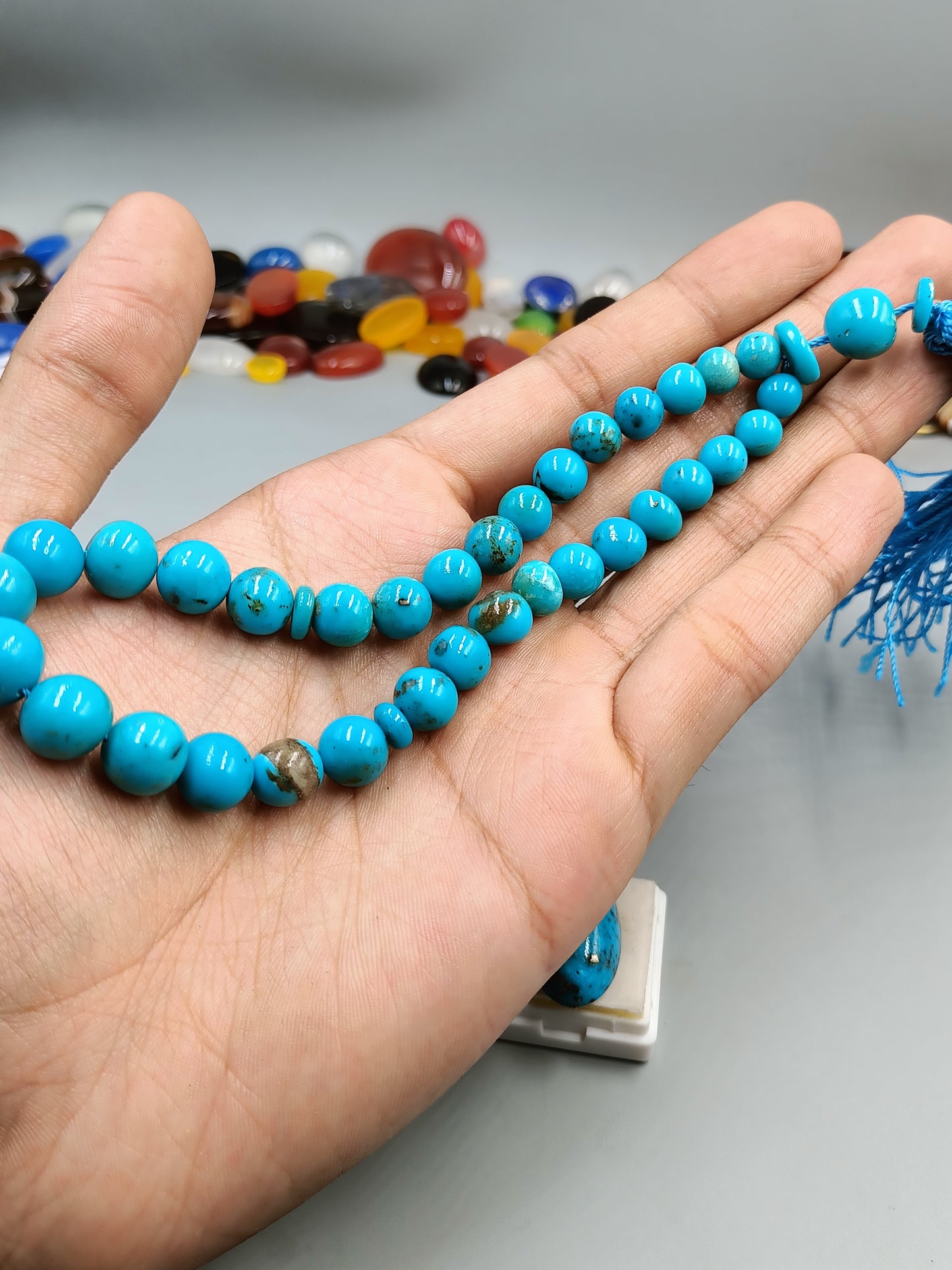 Beautiful Natural And Original Irani feroza (turquoise) Stone Tasbih 33 Beads 7mm Size with Irani Feroza Stone