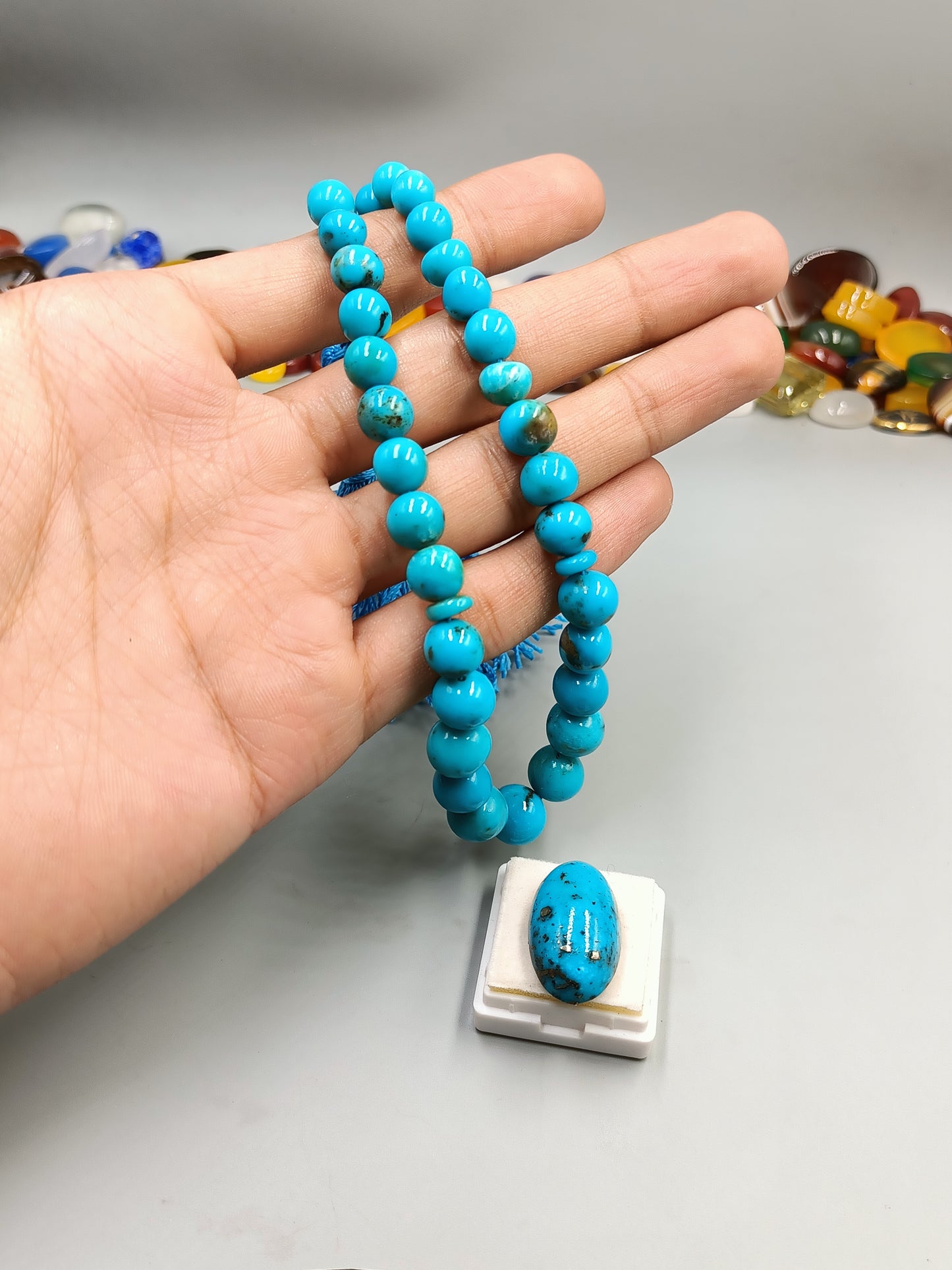 Beautiful Natural And Original Irani feroza (turquoise) Stone Tasbih 33 Beads 7mm Size with Irani Feroza Stone