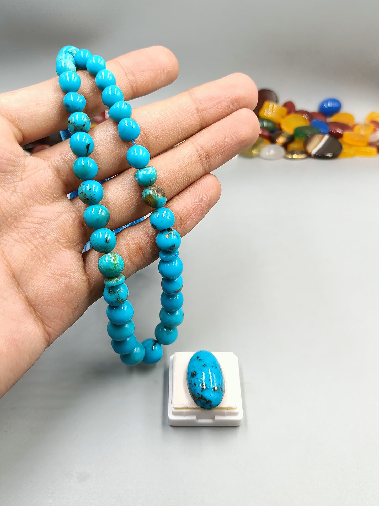 Beautiful Natural And Original Irani feroza (turquoise) Stone Tasbih 33 Beads 7mm Size with Irani Feroza Stone