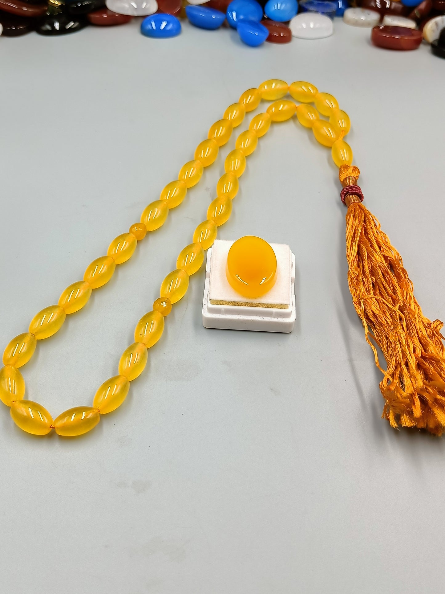 Beautiful Irani Yellow Aqeeq Tasbih 33 Beads 8×12mm size with Irani Zard Aqeeq Stone A+ Quality