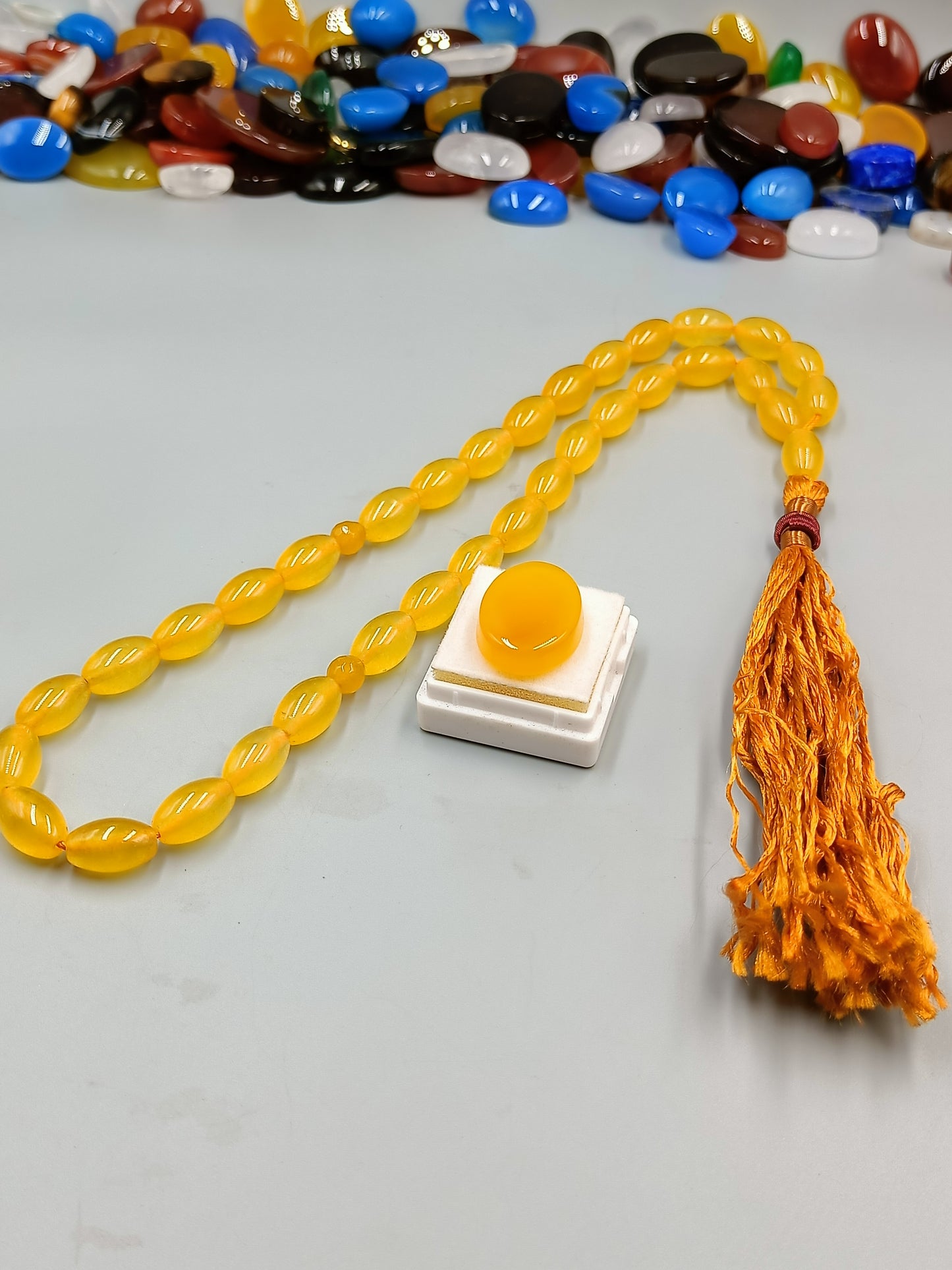 Beautiful Irani Yellow Aqeeq Tasbih 33 Beads 8×12mm size with Irani Zard Aqeeq Stone A+ Quality