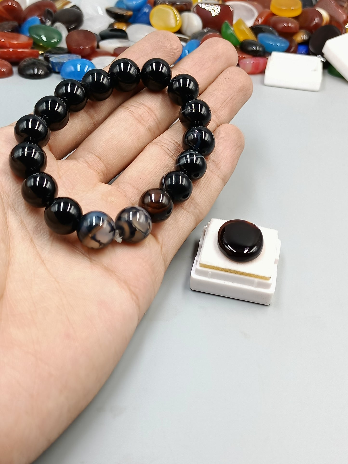 Beautiful Original Black Aqeeq Stone Bracelet With Irani Aqeeq Stone