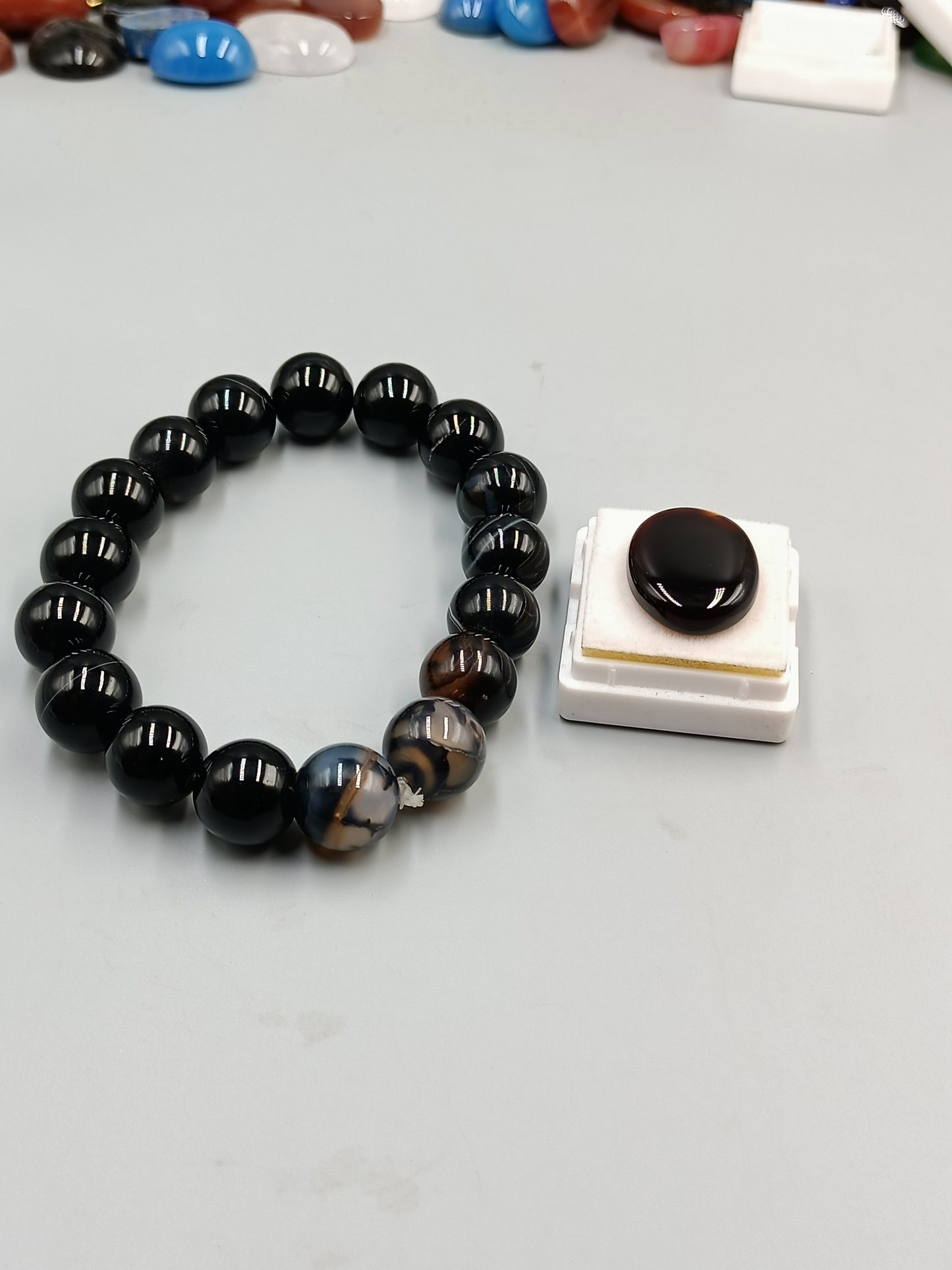 Beautiful Original Black Aqeeq Stone Bracelet With Irani Aqeeq Stone