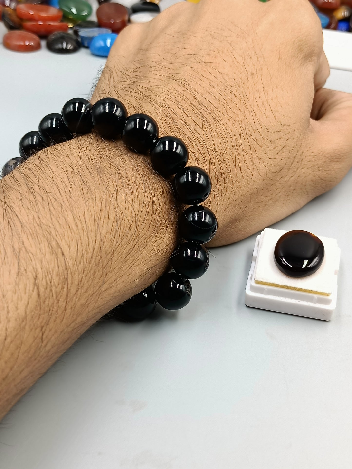 Beautiful Original Black Aqeeq Stone Bracelet With Irani Aqeeq Stone