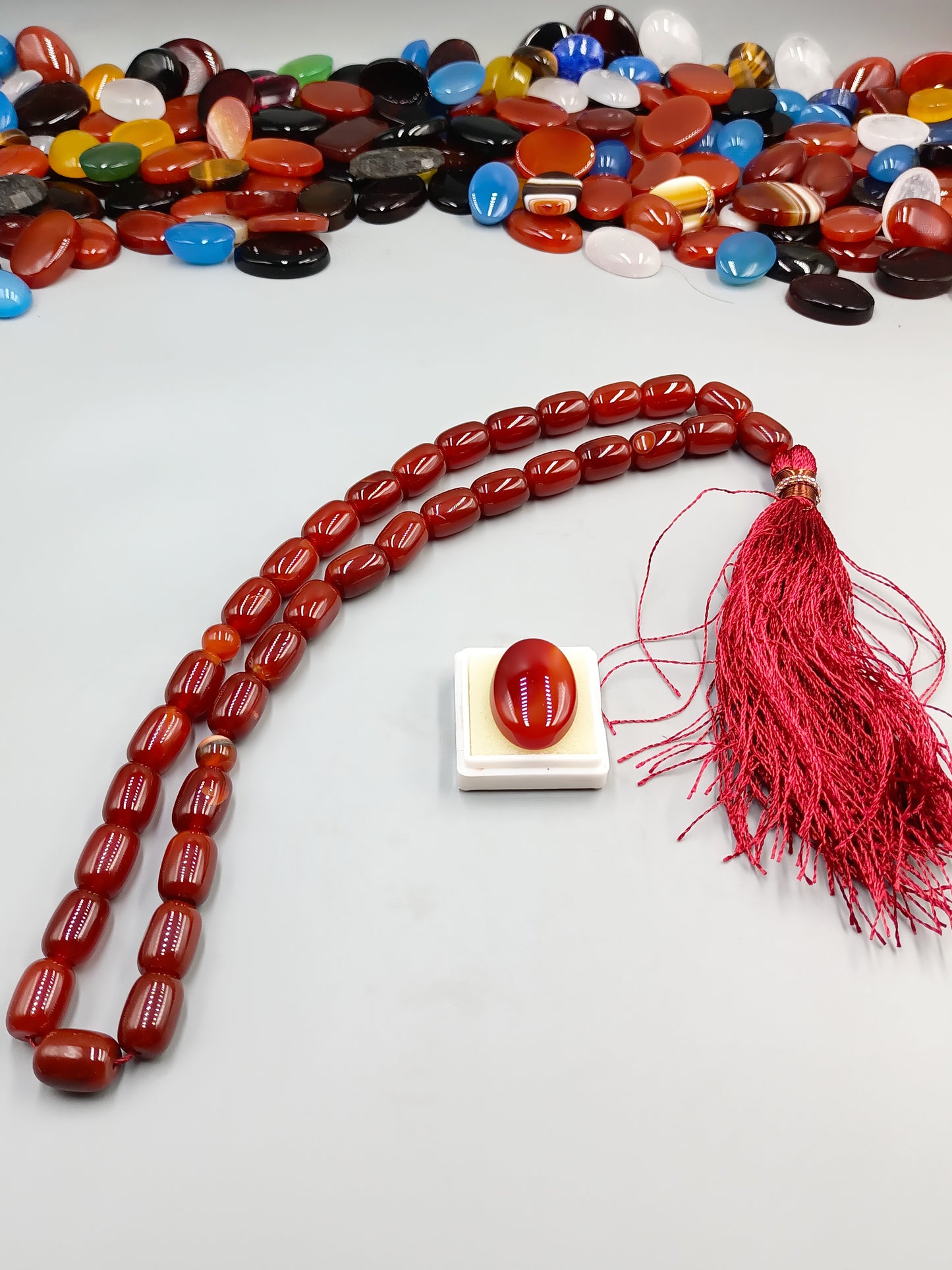 Beautiful Original Red Yamni Aqeeq stone Tasbih 33 Beads 10×14mm size With Red Irani Aqeeq