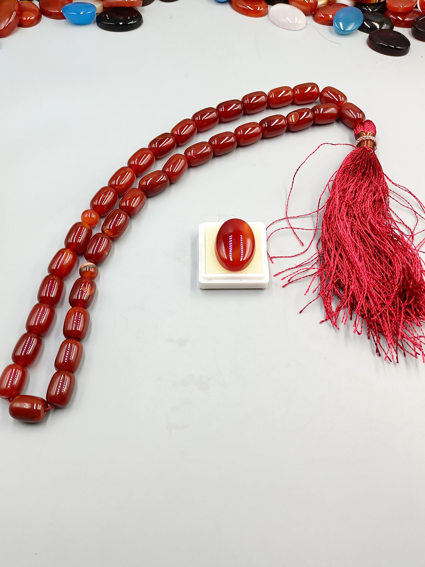 Beautiful Original Red Yamni Aqeeq stone Tasbih 33 Beads 10×14mm size With Red Irani Aqeeq