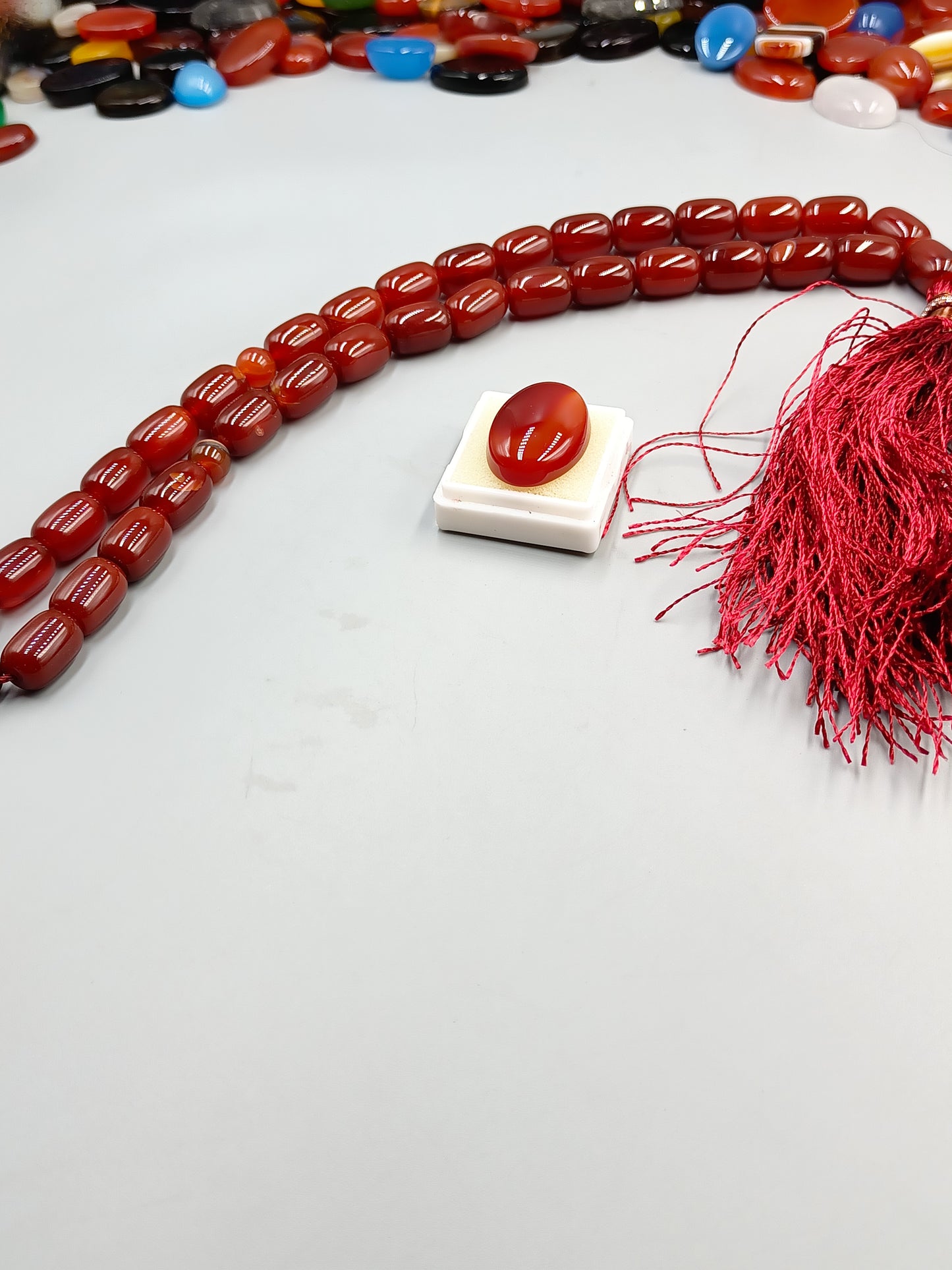 Beautiful Original Red Yamni Aqeeq stone Tasbih 33 Beads 10×14mm size With Red Irani Aqeeq