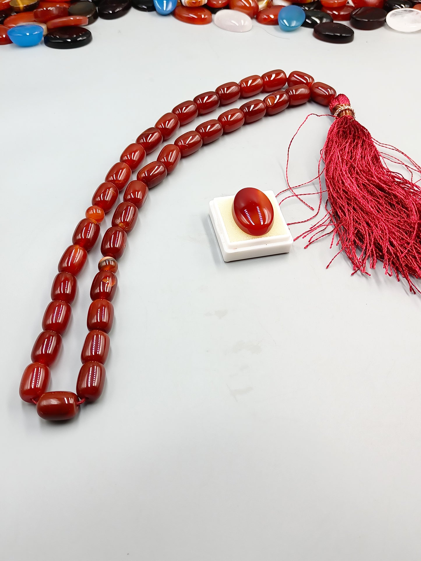 Beautiful Original Red Yamni Aqeeq stone Tasbih 33 Beads 10×14mm size With Red Irani Aqeeq