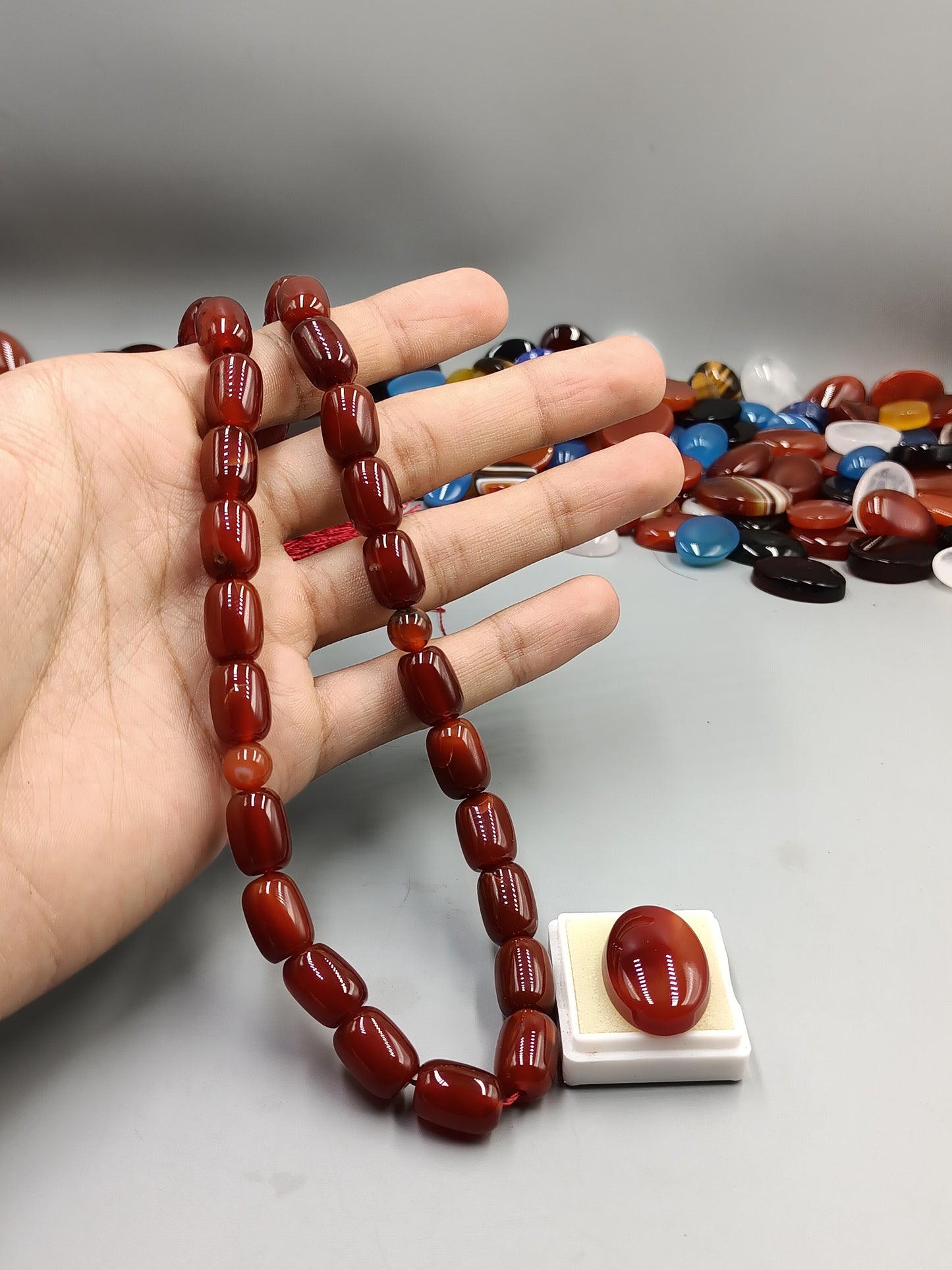 Beautiful Original Red Yamni Aqeeq stone Tasbih 33 Beads 10×14mm size With Red Irani Aqeeq