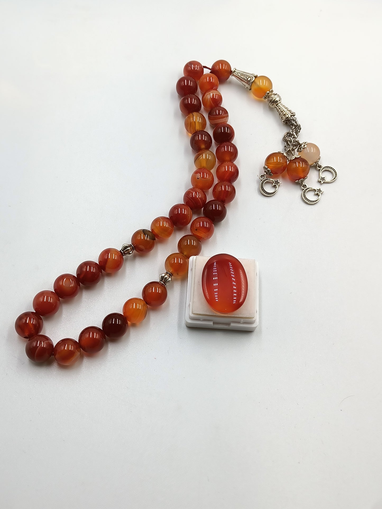 Beautiful Original Red Aqeeq Stone Tasbih 33 Beads 10mm with Red Irani Aqeeq stone