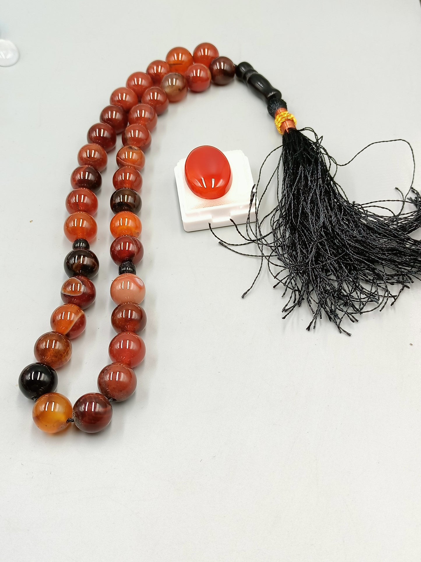 Beautiful Original Red  Aqeeq Tasbih 33 Beads 12mm size with Irani Red Aqeeq Stone