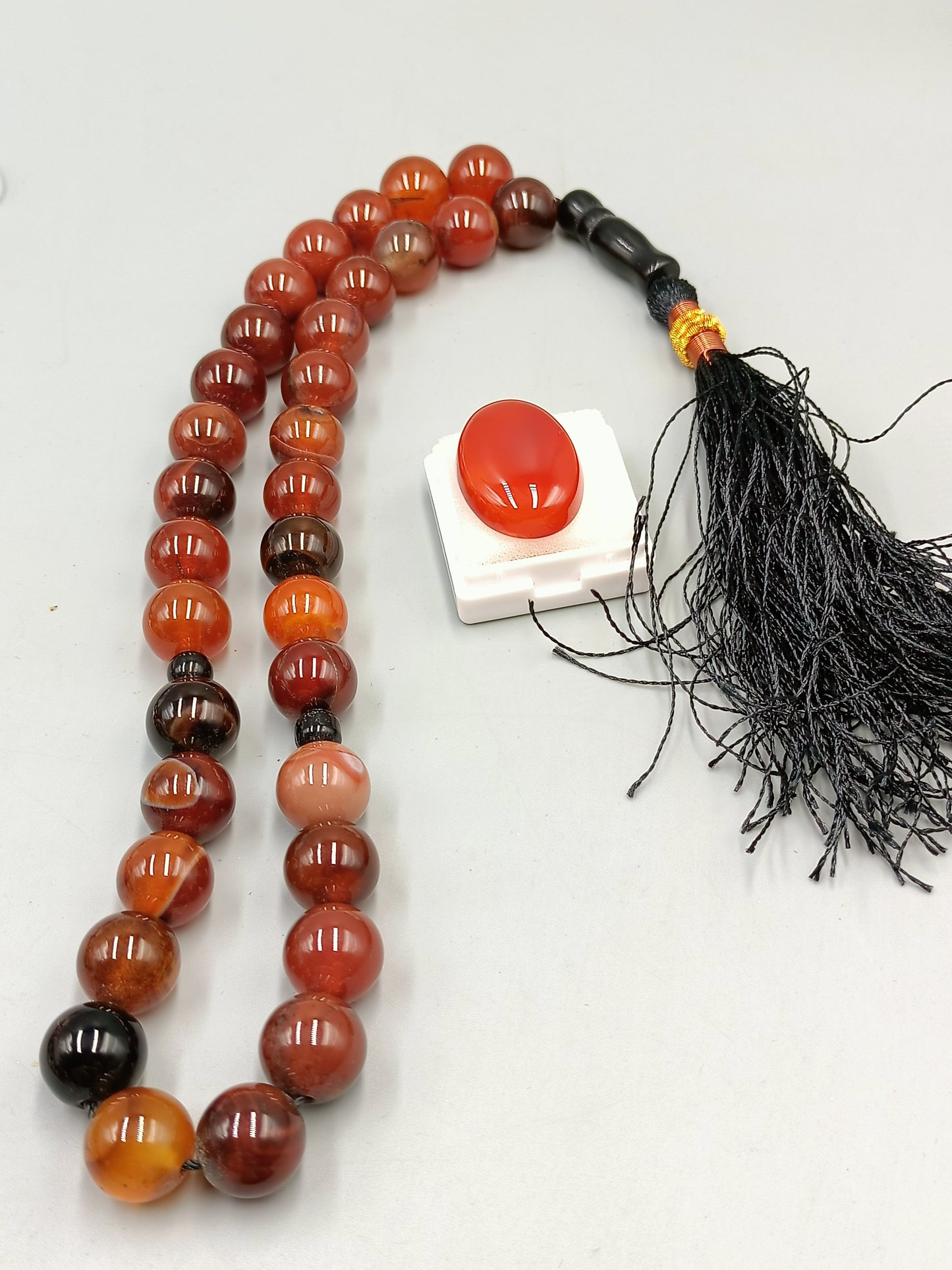 Beautiful Original Red  Aqeeq Tasbih 33 Beads 12mm size with Irani Red Aqeeq Stone