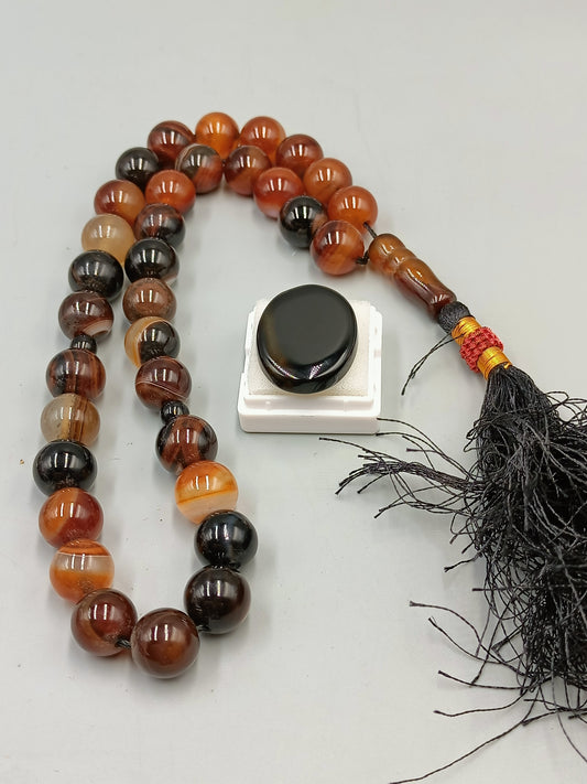 Beautiful Original Sulemani  Aqeeq Tasbih 33 Beads 12mm size with Irani Aqeeq Stone