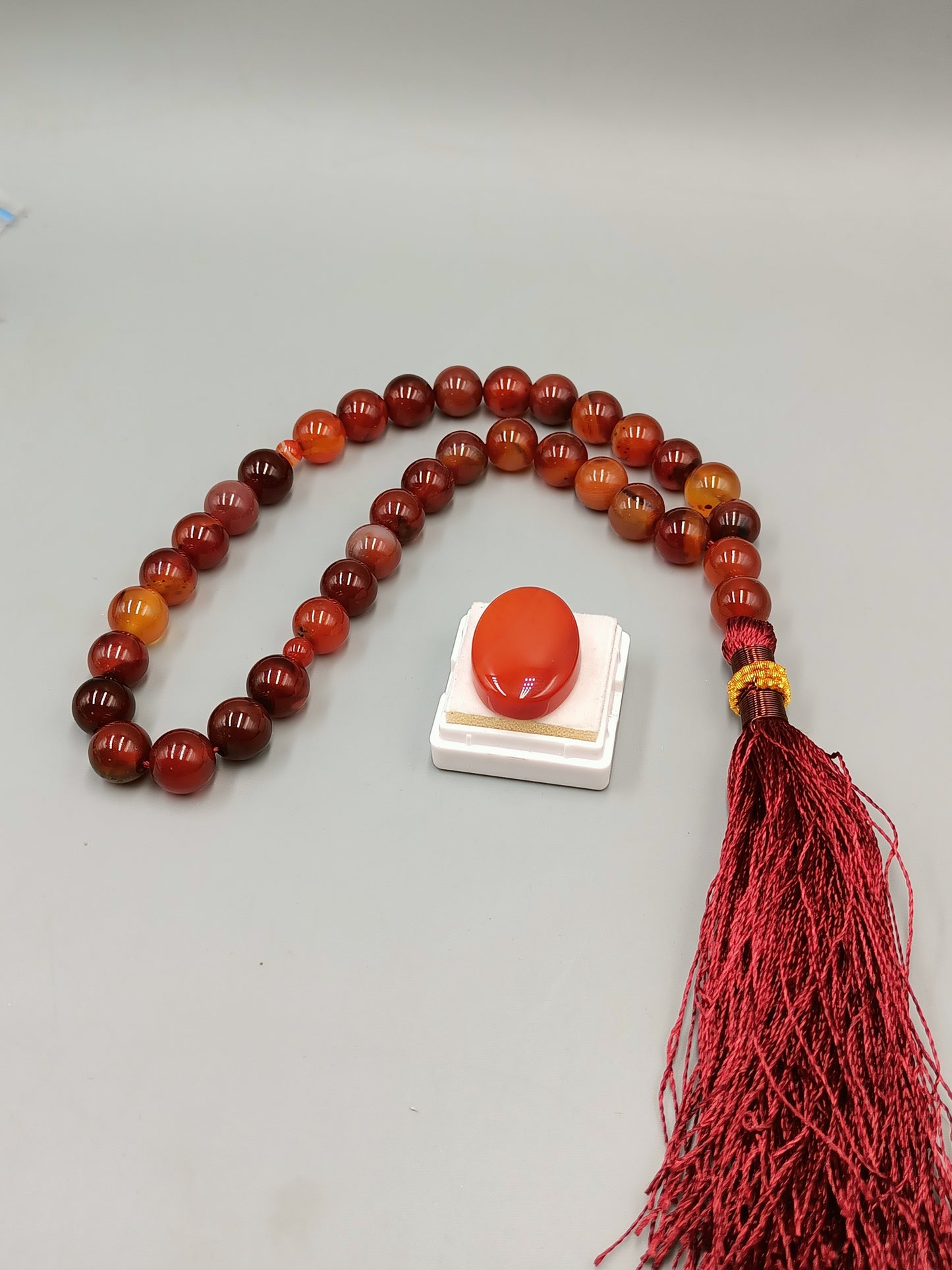 Beautiful Original Red Aqeeq stone Tasbih 33 Beads 10mm with Irani Red Aqeeq stone