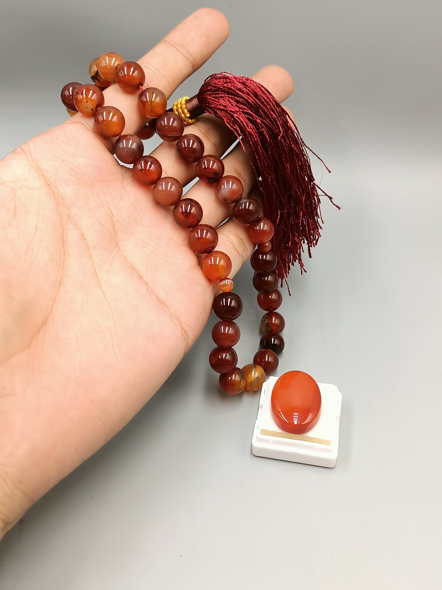 Beautiful Original Red Aqeeq stone Tasbih 33 Beads 10mm with Irani Red Aqeeq stone