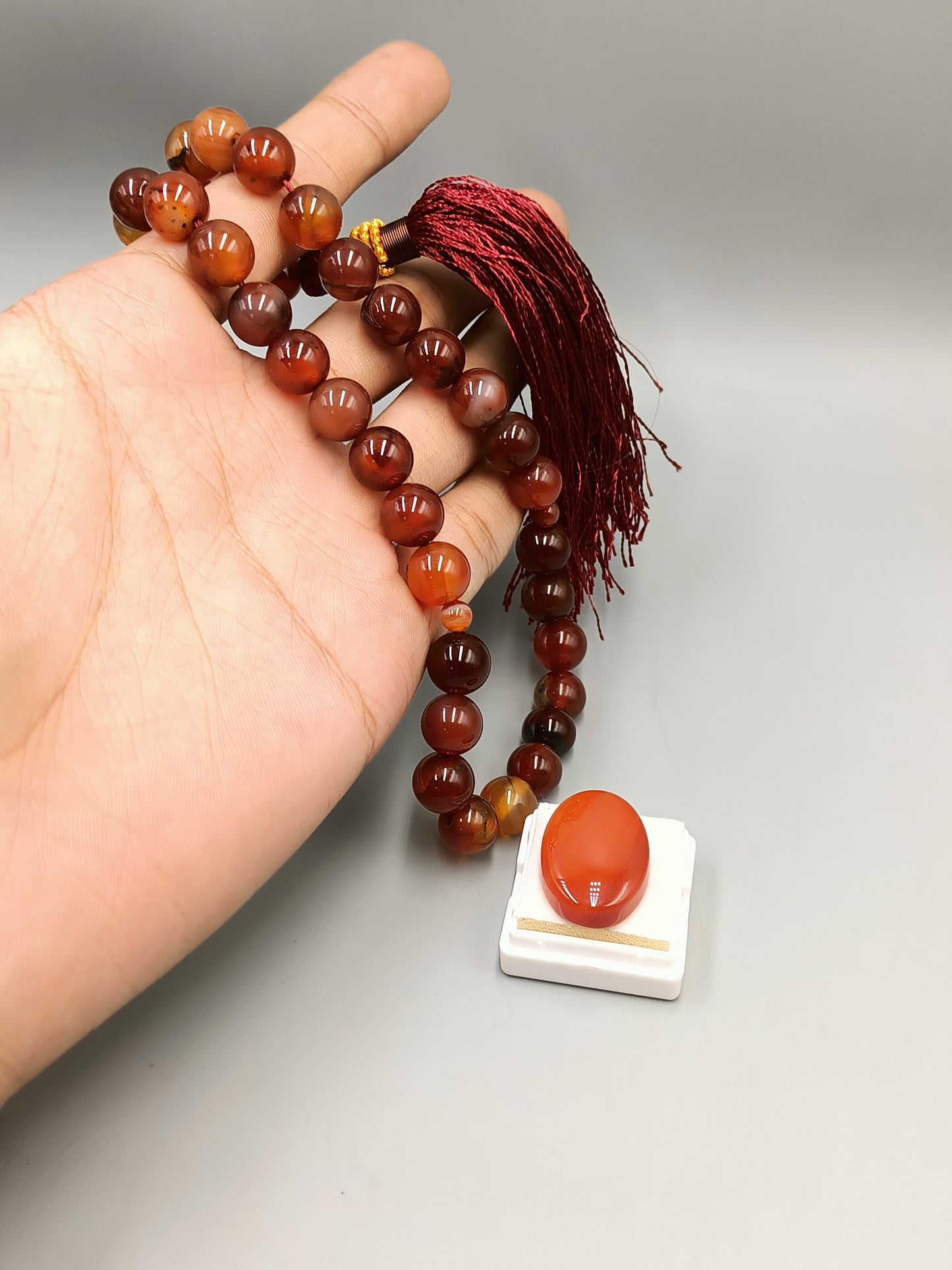 Beautiful Original Red Aqeeq stone Tasbih 33 Beads 10mm with Irani Red Aqeeq stone